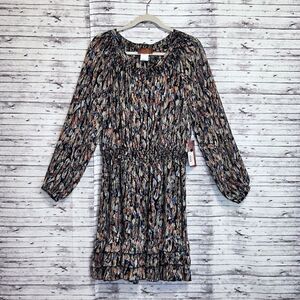Scully Honey Creek Feather Print Ruffled Dress